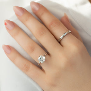 The Pave Alison Set  With A 1 Carat Cushion 18K White Gold Moissanite