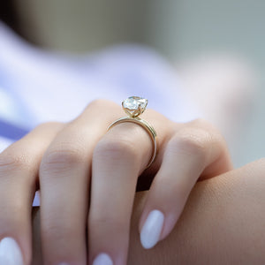 The Pave Alison Set  With A 1 Carat E. Cushion 14K Yellow Gold Moissanite