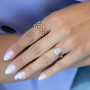 The Pave Alison Set  With A 2.5 Carat E. Cushion 18K Yellow Gold Moissanite
