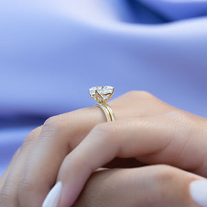 The Pave Alison Set  With A 1 Carat E. Cushion 18K Yellow Gold Moissanite