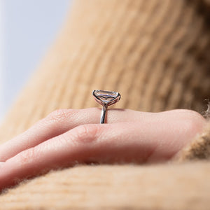 The Pave Alison Set  With A 3 Carat Emerald 18K White Gold Moissanite