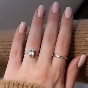 The Pave Alison Set  With A 3.5 Carat Emerald 14K White Gold Moissanite