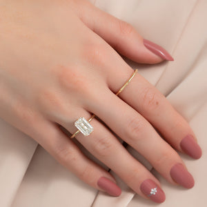 The Alison Set  With A 2.5 Carat Emerald 14K Yellow Gold Moissanite