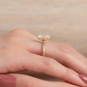 The Alison Set  With A 2.5 Carat Emerald 14K Yellow Gold Moissanite