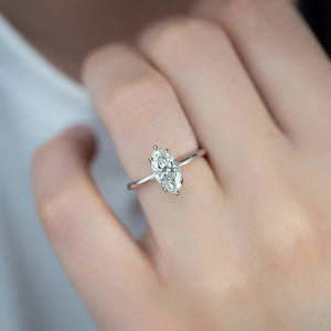 The Pave Alison Set  With A 5 Carat Marquise 14K White Gold Moissanite