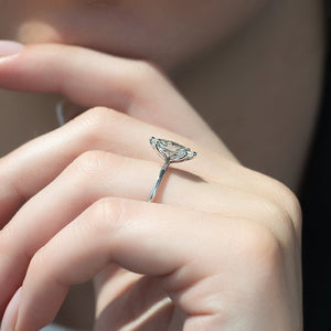The Pave Alison Set  With A 2.5 Carat Marquise 14K White Gold Moissanite