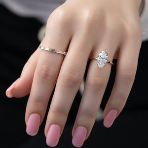 The Pave Alison Set  With A 2 Carat Marquise 18K Yellow Gold Moissanite
