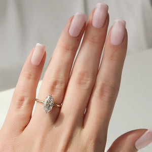 The Pave Alison Set  With A 1.5 Carat Marquise 18K Yellow Gold Moissanite