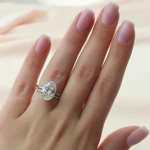 The Pave Alison Set  With A 5 Carat Oval 18K White Gold Moissanite