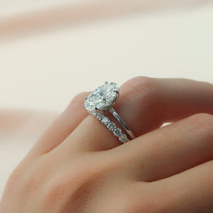 The Pave Alison Set  With A 1.5 Carat Oval 18K White Gold Moissanite