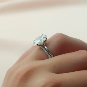 The Pave Alison Set  With A 1 Carat Oval 14K White Gold Moissanite