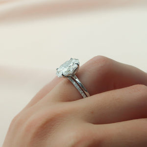 The Pave Alison Set  With A 2.5 Carat Oval 14K White Gold Moissanite