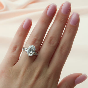 The Pave Alison Set  With A 2.5 Carat Oval 14K White Gold Moissanite