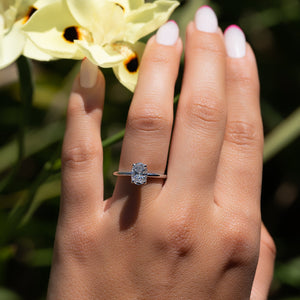 The Pave Alison Set  With A 1 Carat Oval 18K White Gold Moissanite