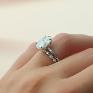The Pave Alison Set  With A 2.5 Carat Oval 14K White Gold Moissanite