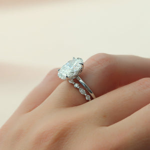 The Pave Alison Set  With A 1 Carat Oval 18K White Gold Moissanite