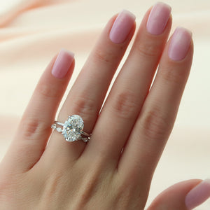 The Alison Set  With A 2.5 Carat Oval 14K White Gold Moissanite