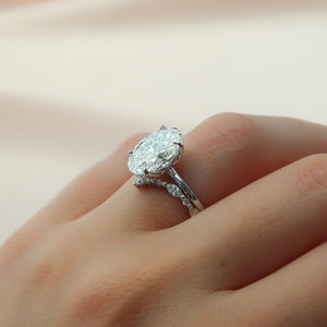 The Pave Alison Set  With A 3 Carat Oval 18K White Gold Moissanite