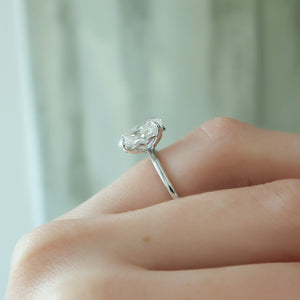 The Pave Alison Set  With A 2.5 Carat Oval 14K White Gold Moissanite