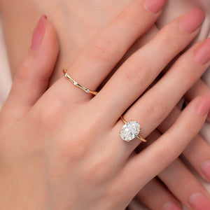 The Pave Alison Set  With A 2.5 Carat Oval 18K Yellow Gold Moissanite