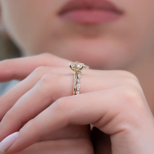 The Pave Alison Set  With A 1 Carat Oval 18K Yellow Gold Moissanite