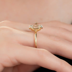 The Pave Alison Set  With A 1 Carat Oval 18K Yellow Gold Moissanite
