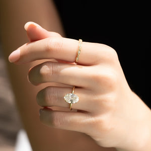 The Pave Alison Set  With A 3.5 Carat Oval 18K Yellow Gold Moissanite