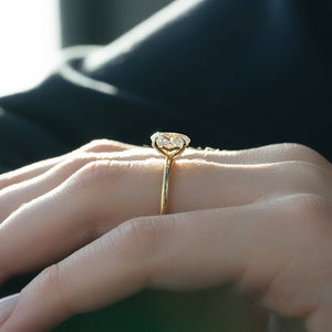 The Pave Alison Set  With A 3.5 Carat Oval 18K Yellow Gold Moissanite