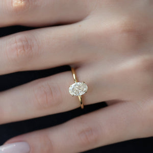 The Pave Alison Set  With A 2.5 Carat Oval 18K Yellow Gold Moissanite