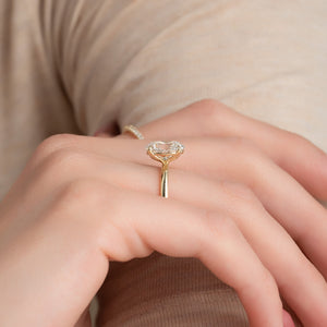 The Alison Set  With A 2.5 Carat Oval 18K Yellow Gold Moissanite