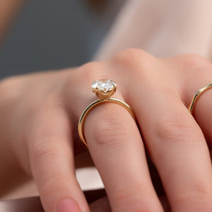 The Pave Alison Set  With A 2.5 Carat Oval 18K Yellow Gold Moissanite