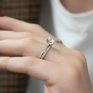 The Pave Alison Set  With A 4.5 Carat Princess 14K White Gold Moissanite