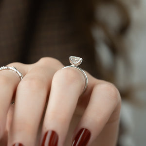 The Pave Alison Set  With A 1 Carat Princess 14K White Gold Moissanite