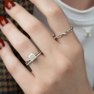 The Pave Alison Set  With A 4.5 Carat Princess 18K White Gold Moissanite