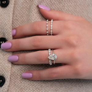 The Pave Alison Set  With A 2.5 Carat Pear 18K White Gold Moissanite