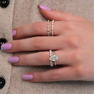 The Pave Alison Set  With A 1 Carat Pear 14K White Gold Moissanite