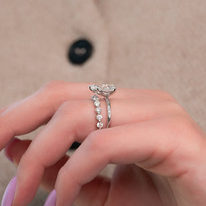 The Pave Alison Set  With A 2 Carat Pear 18K White Gold Moissanite