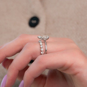 The Alison Set  With A 2.5 Carat Pear 14K White Gold Moissanite