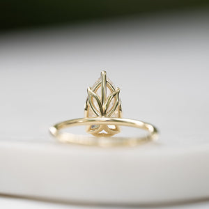 The Pave Alison Set  With A 5 Carat Pear 14K Yellow Gold Moissanite