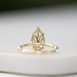The Pave Alison Set  With A 1 Carat Pear 14K Yellow Gold Moissanite