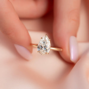 The Pave Alison Set  With A 1 Carat Pear 18K Yellow Gold Moissanite