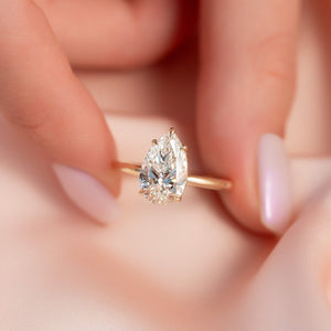 The Pave Alison Set  With A 2.5 Carat Pear 18K Yellow Gold Moissanite