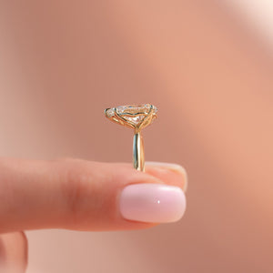 The Pave Alison Set  With A 5 Carat Pear 14K Yellow Gold Moissanite