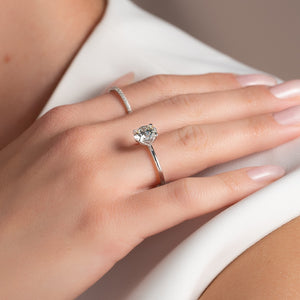 The Pave Alison Set  With A 1 Carat Round 14K White Gold Moissanite