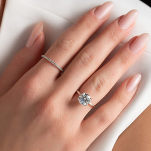 The Pave Alison Set  With A 1 Carat Round 18K White Gold Moissanite