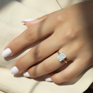 The Alison Set  With A 1.5 Carat Radiant 14K Rose Gold Moissanite