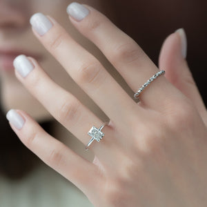 The Pave Alison Set  With A 2 Carat Radiant 14K White Gold Moissanite
