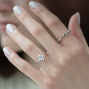 The Alison Set  With A 1.5 Carat Radiant 14K White Gold Moissanite