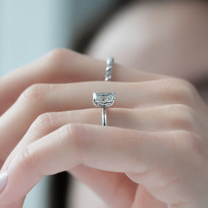 The Pave Alison Set  With A 1.5 Carat Radiant 14K White Gold Moissanite