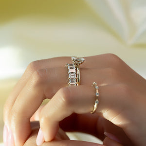 The Pave Alison Set  With A 1.5 Carat Radiant 18K Yellow Gold Moissanite